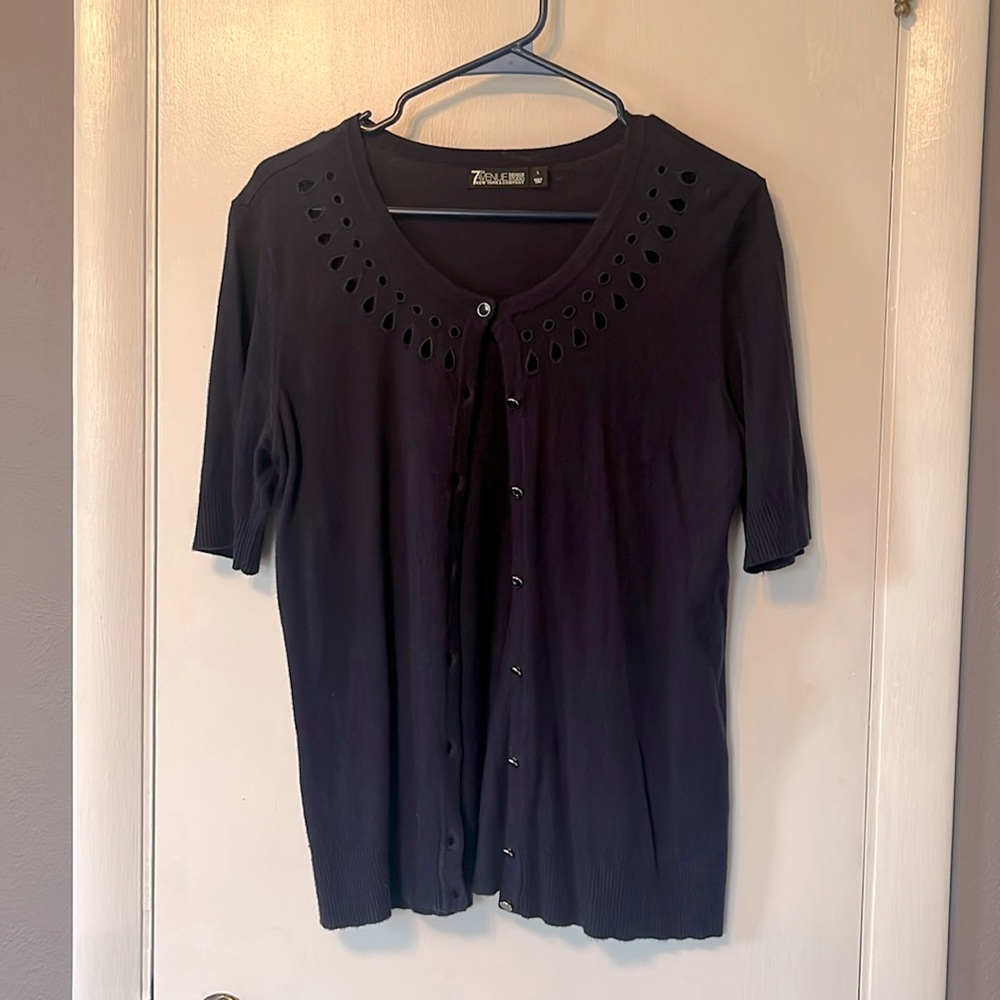 NY&Co Short Sleeve navy blue sweater